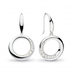 Sterling Silver Bevel Cirque CZ Earrings