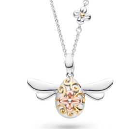 Sterling Silver Tri-Color Queen Bee Necklace