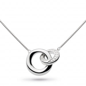 Sterling Silver Double Circle CZ Necklace