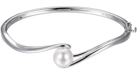 Sterling Silver Pearl Bangle Bracelet