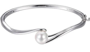 Sterling Silver Pearl Bangle Bracelet