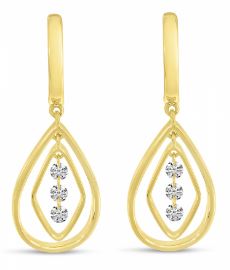 Yellow Gold Diamond Chandelier Drop Earrings