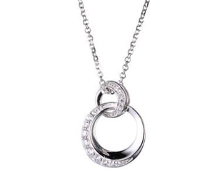 Sterling Silver Double Circle CZ Necklace