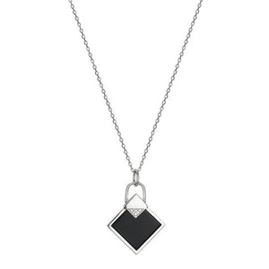 Sterling Silver Black Agate CZ Necklace