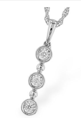 White Gold 3-Stone Diamond Necklace