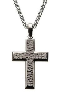 Stainless Steel Hammered Cross pendant