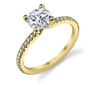 Adorlee - Round Solitaire Engagement Ring 14 kt Yellow Gold