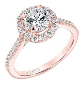 Judith - Classic Diamond Prong Set Halo Engagement Ring