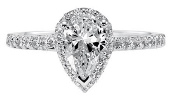 Layla - Classic Prong set Halo Diamond Engagement Ring (Pear Shape)