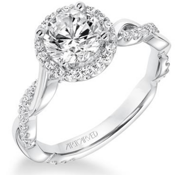 Kinsley - Contemporary Diamond Halo With Twisted Shank Engagement Ring
