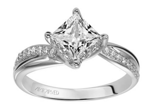 Stella - Diamond Engagement Ring with Princess Cut Center Stone