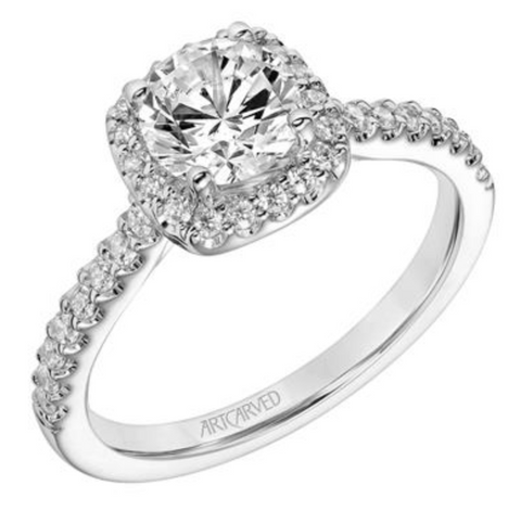 Tori - Diamond Cushion Halo Engagement Ring