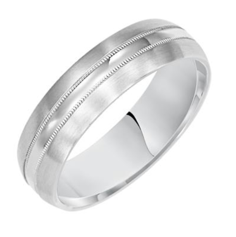 6mm Wedding Band with Miligrain Center
