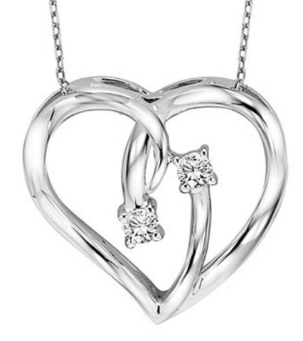 Two Diamond Heart Necklace