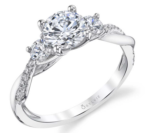 Evangeline - 3 Stone Spiral Engagement Ring