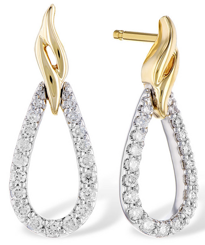 Two-Tone Diamond Loop Earrings
