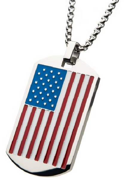 American Flag Enamel Dog Tag Pendant