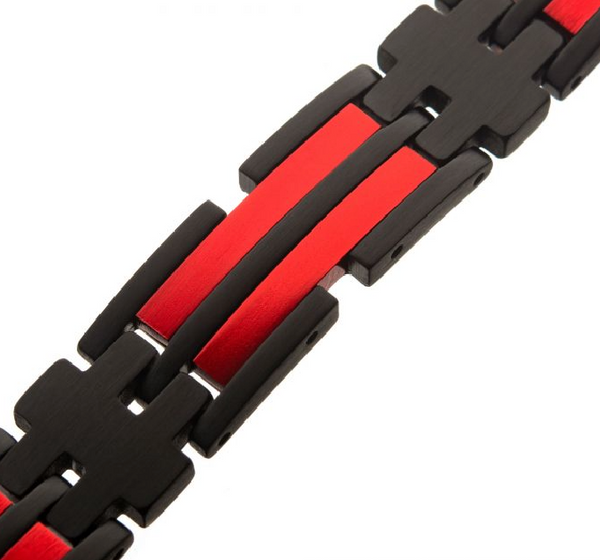 Matte Black & Red Plated Dante Link Bracelet