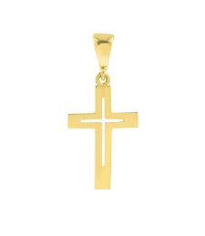 Yellow Gold Cut-Out Cross Pendant