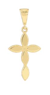 Yellow Gold Marquise Shape Polished Cross Pendant