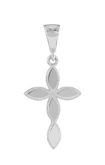 White Gold Marquise Shaped Sections Cross Pendant